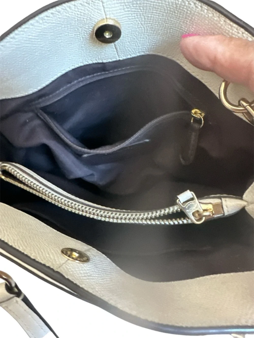 Coach Cream Pebbled Leather Satchel /Crossbody with Gold Hardware